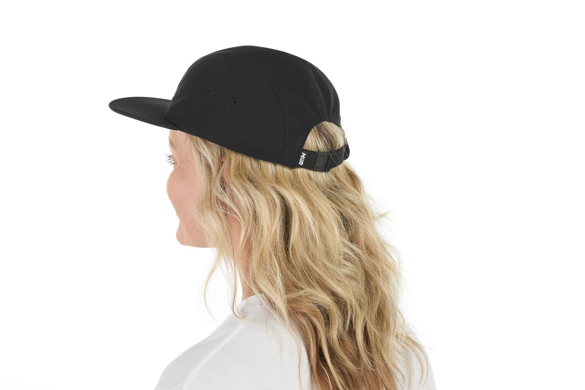 recycled-poly-flat-brim-5-panel-hat-f3 WebPDP-HAT003002_Recycled_Poly_Flat_Brim_5Panel_Hat_Black_Studio_Harper_Studios_0723_Side_2__HAT003002OS.jpg